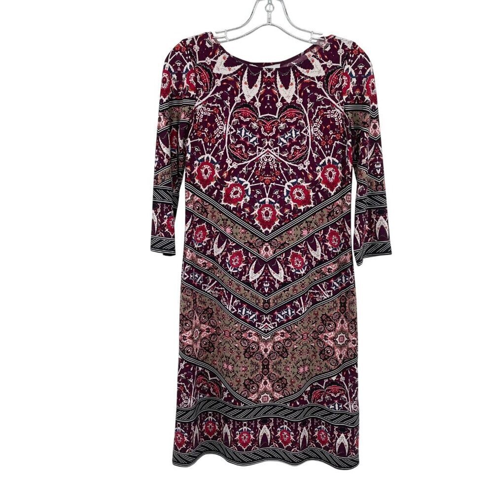 Wisp Petites Womens Colorful Sheath Dress 3/4 Sleeve Size 4P